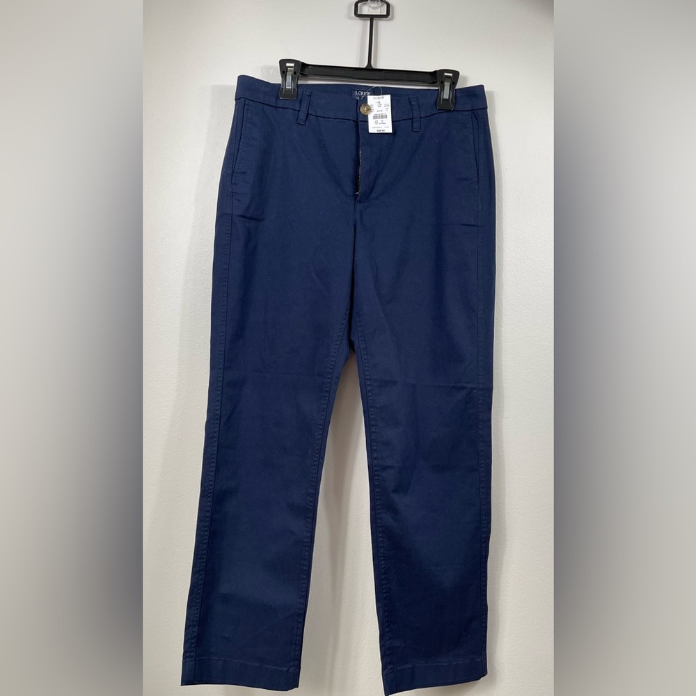 JCrew High-Rise Girlfriend Chino Pant Navy Blue Cotton Career Work Size 8 NWT - Picture 2 of 14